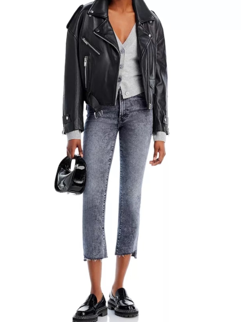 MOTHER The Insider High Rise Crop Step Fray Bootcut Jeans in Train Stops Size 29